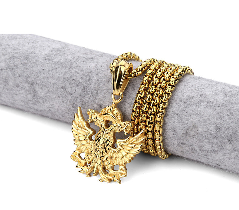 PENDENTIF RUSSIE AIGLE A DEUX TETES AVEC CHAINE - RUSSIAFR