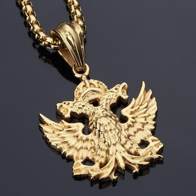 PENDENTIF RUSSIE AIGLE A DEUX TETES AVEC CHAINE - RUSSIAFR
