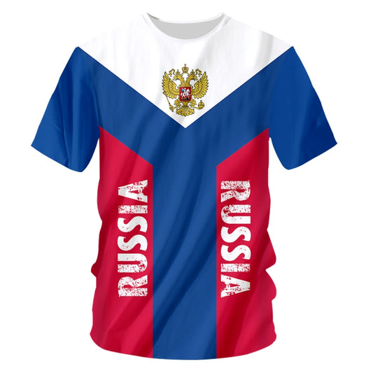 T-shirt Russia Russie Aigle à deux têtes Drapeau Russe - RUSSIAFR