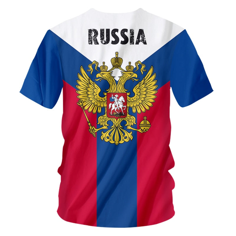 T-shirt Russia Russie Aigle à deux têtes Drapeau Russe - RUSSIAFR