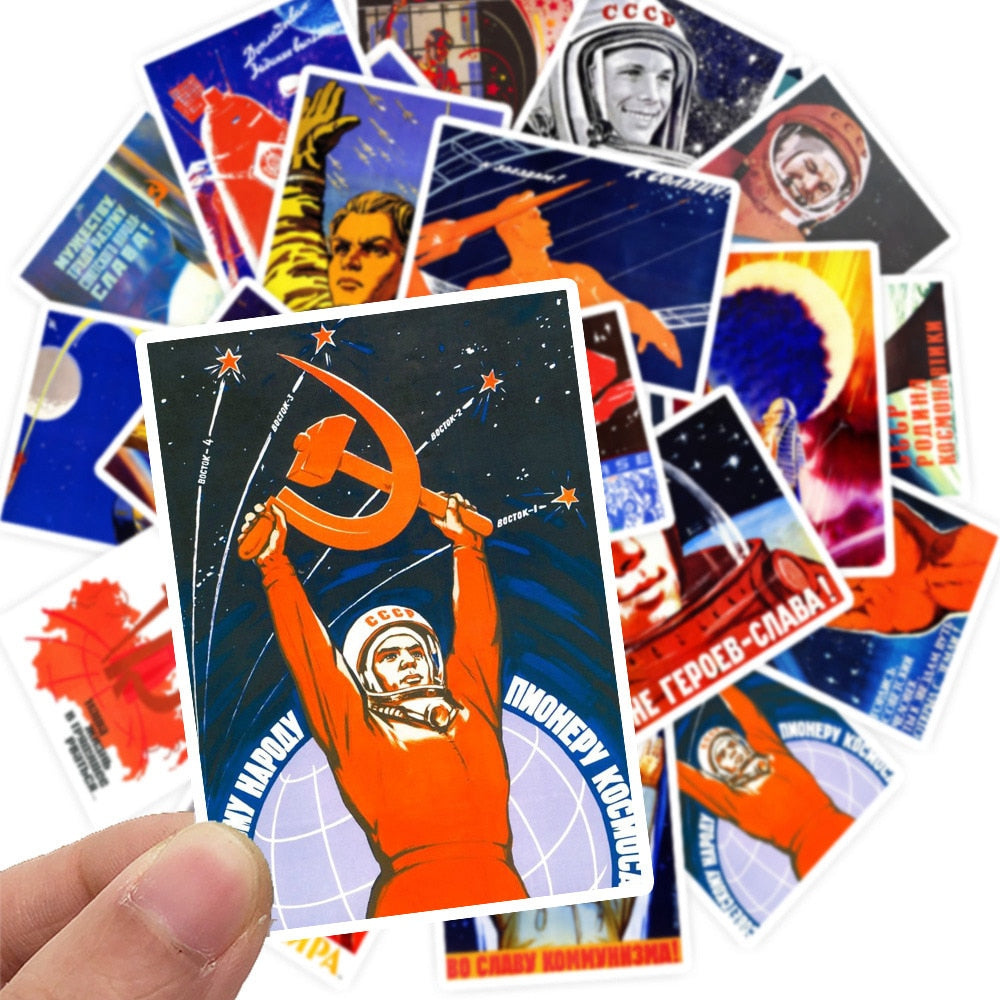 25 STICKERS AUTOCOLLANTS REPRODUCTIONS AFFICHES DE PROPAGANDE RUSSE RUSSIE URSS - RUSSIAFR