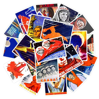 25 STICKERS AUTOCOLLANTS REPRODUCTIONS AFFICHES DE PROPAGANDE RUSSE RUSSIE URSS - RUSSIAFR