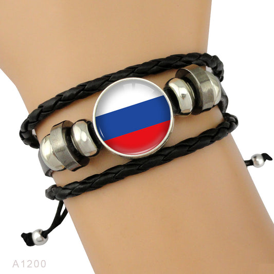 Bracelet Cuir Drapeau Russe Russie homme femme - RUSSIAFR